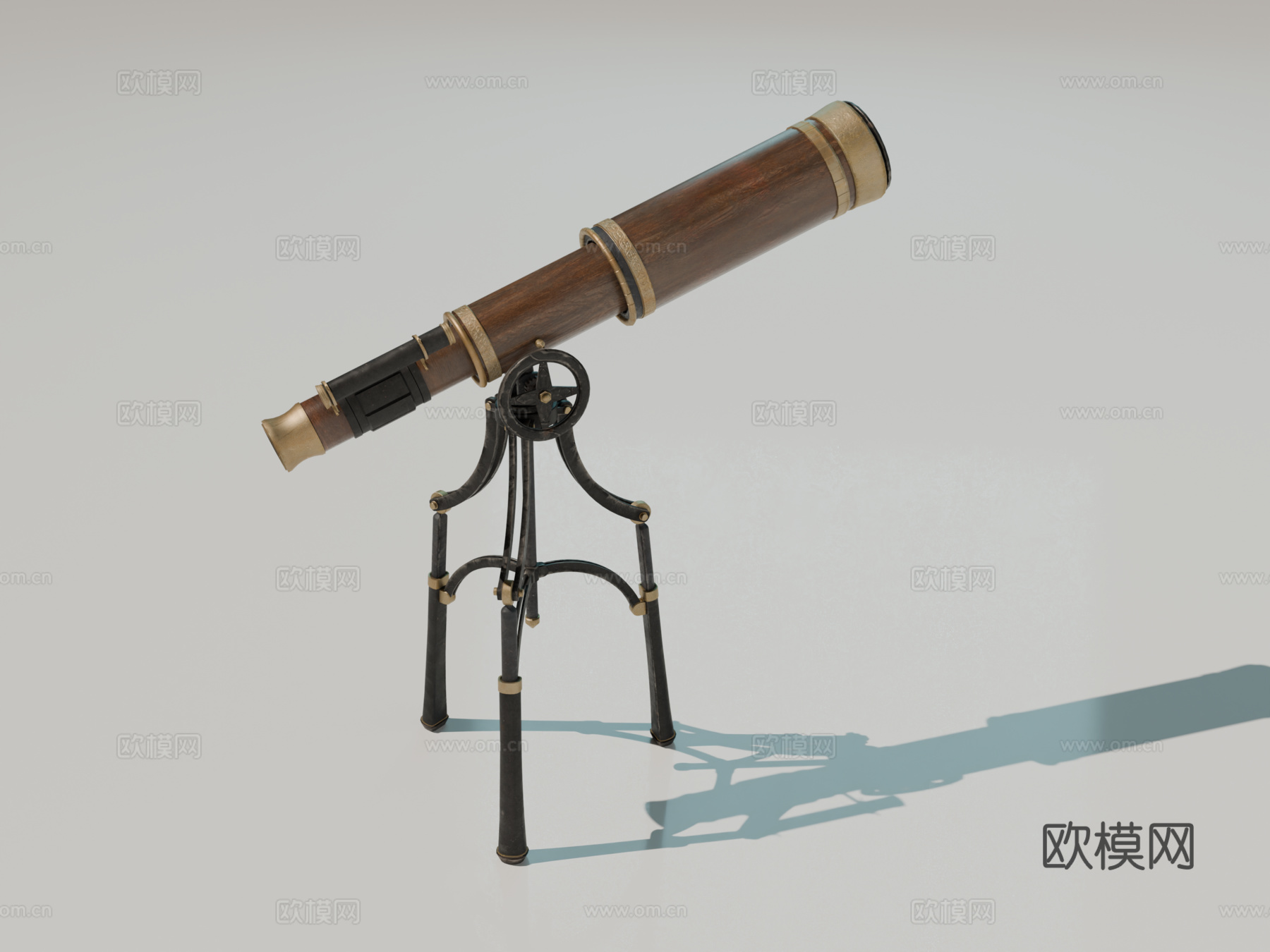 中世纪望远镜 复古望远镜 欧式天文望远镜su模型