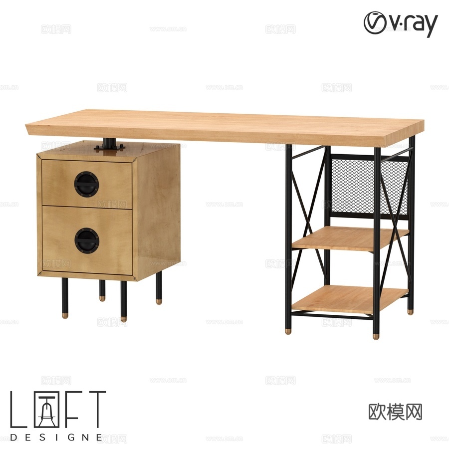 LoftDesigne 6710型号办公桌3d模型下载