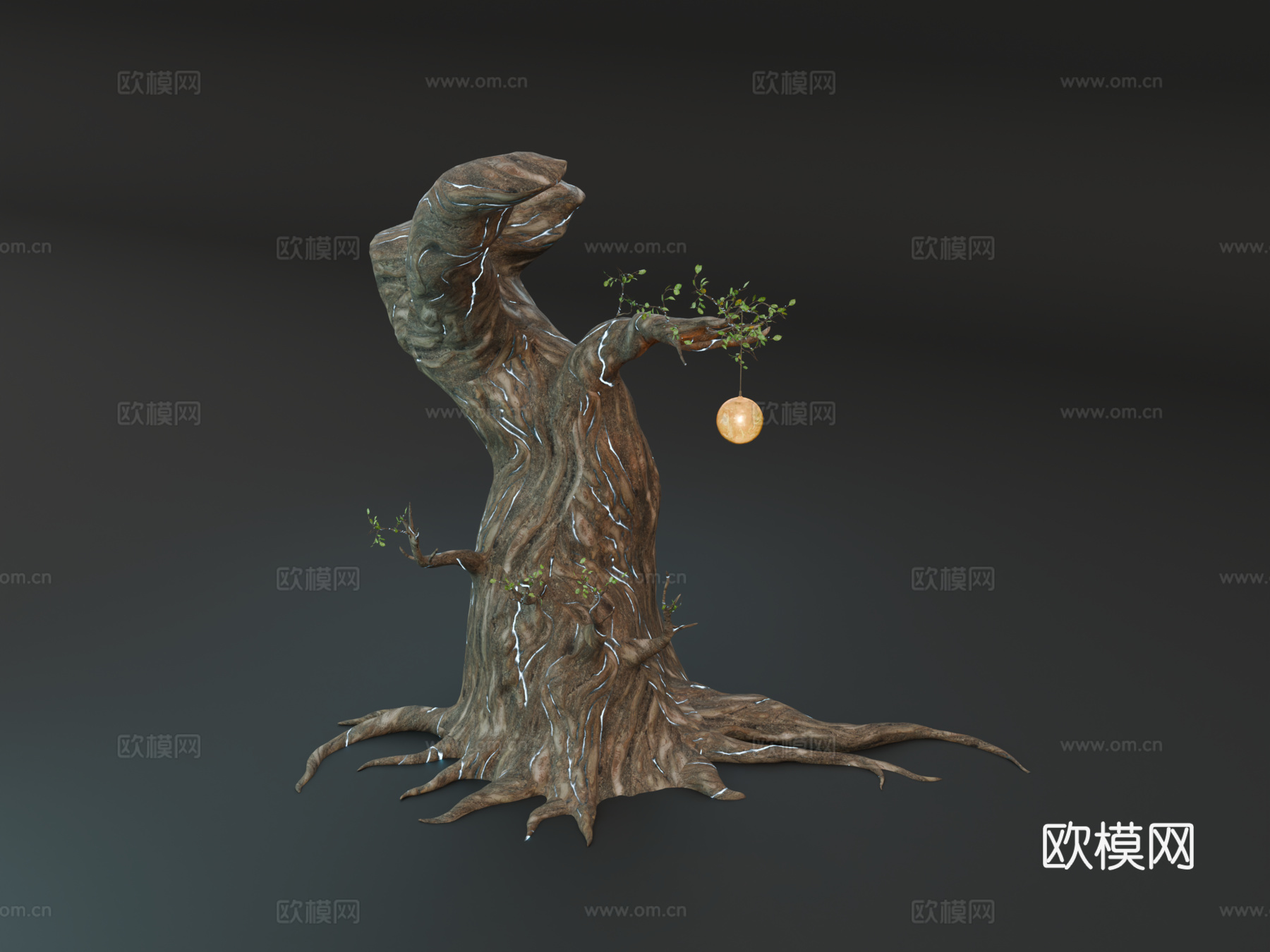枯树 大树 树根 树灯 魔法树su模型下载（渲染图3）