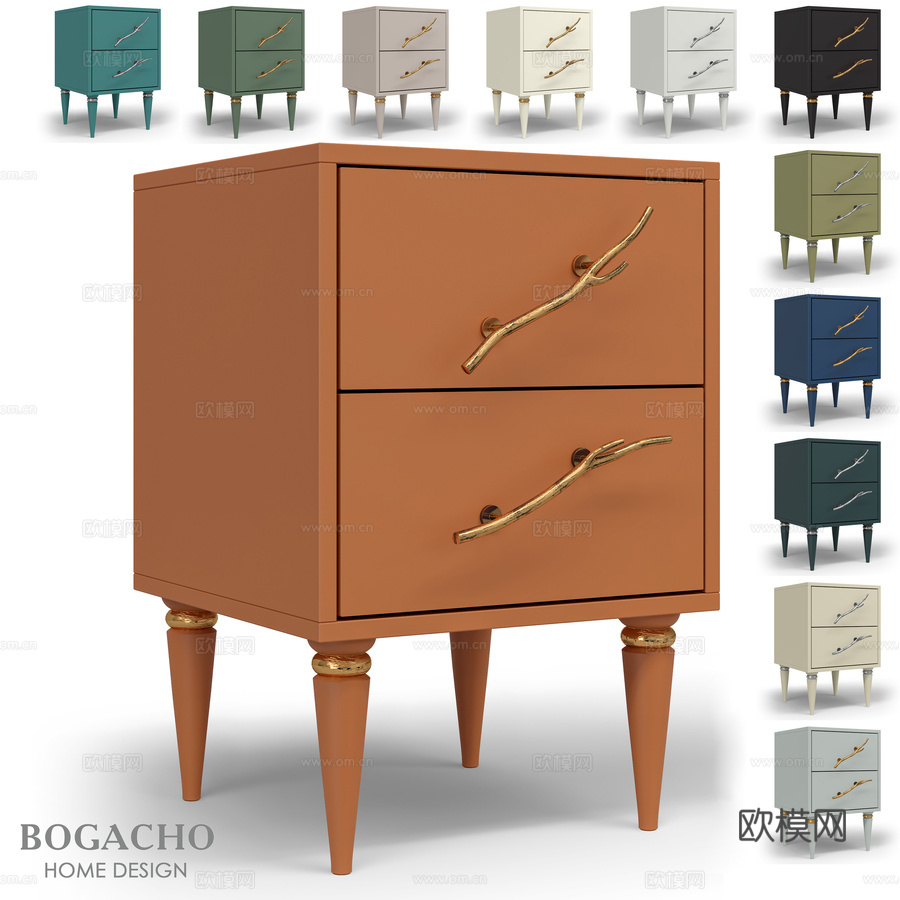 Art Color哑光双抽屉经典款柜子3d模型下载