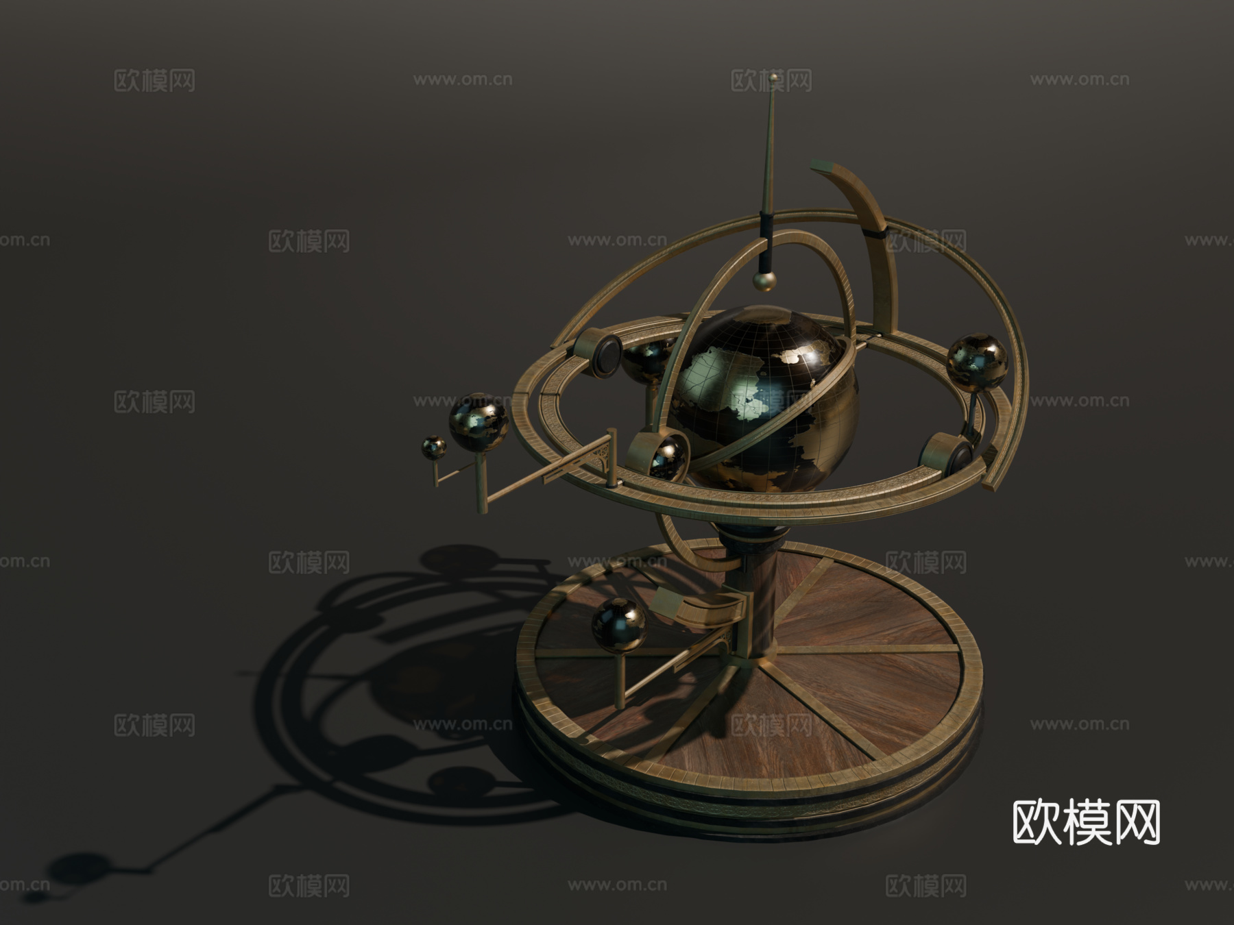 中世纪星轨 复古经纬仪 地球仪su模型