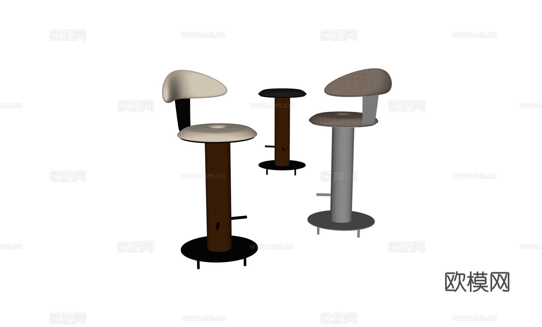 中古原木吧凳吧椅su模型