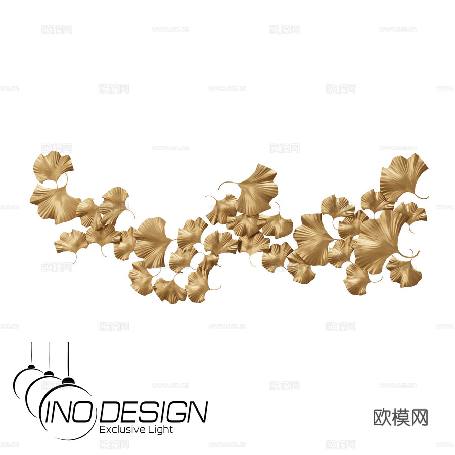 OM艺术摆件 Inodesign 金色银杏叶 83.083d模型下载