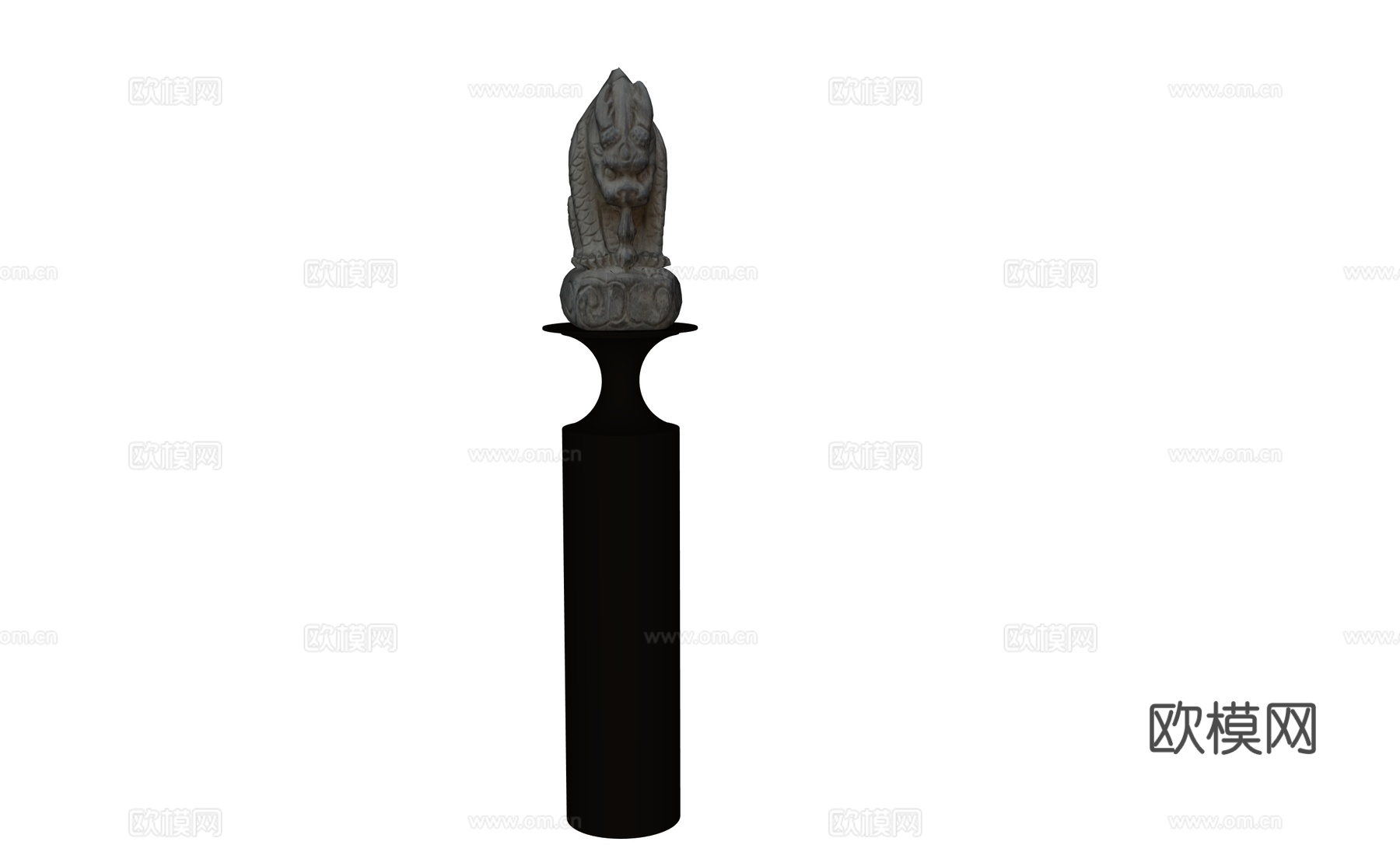 现代中式雕塑石狮su模型