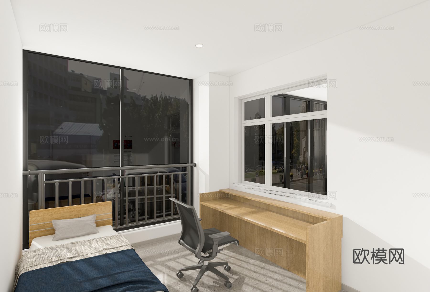 现代简约服务中心 保安室 休息室 监控室 服务中心3d模型下载（渲染图3）