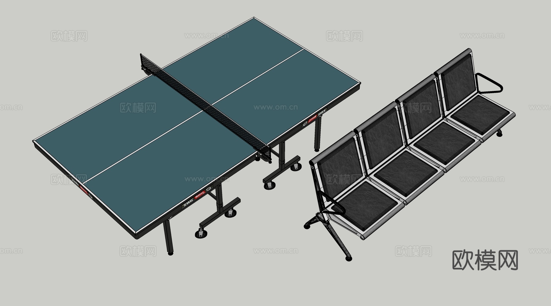 现代乒乓球桌 乒乓球台su模型
