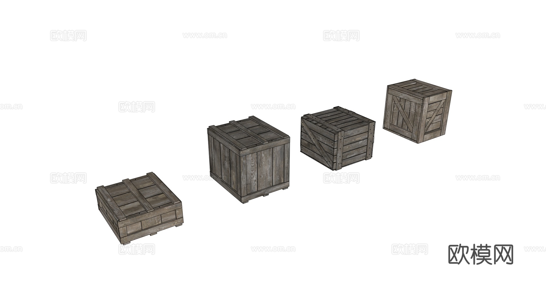 木箱 中世纪箱子 货箱 货物su模型