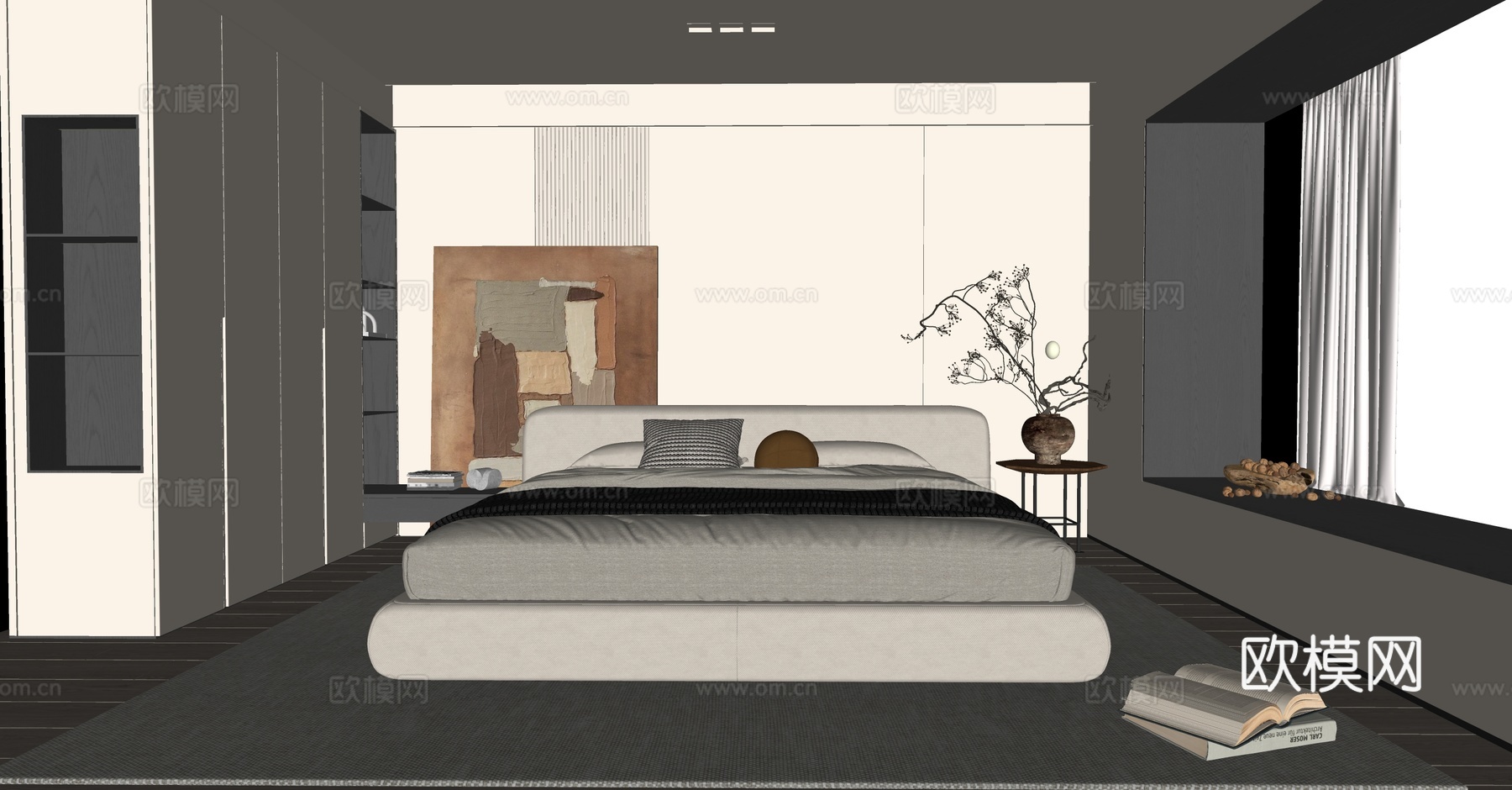 中古风卧室su模型
