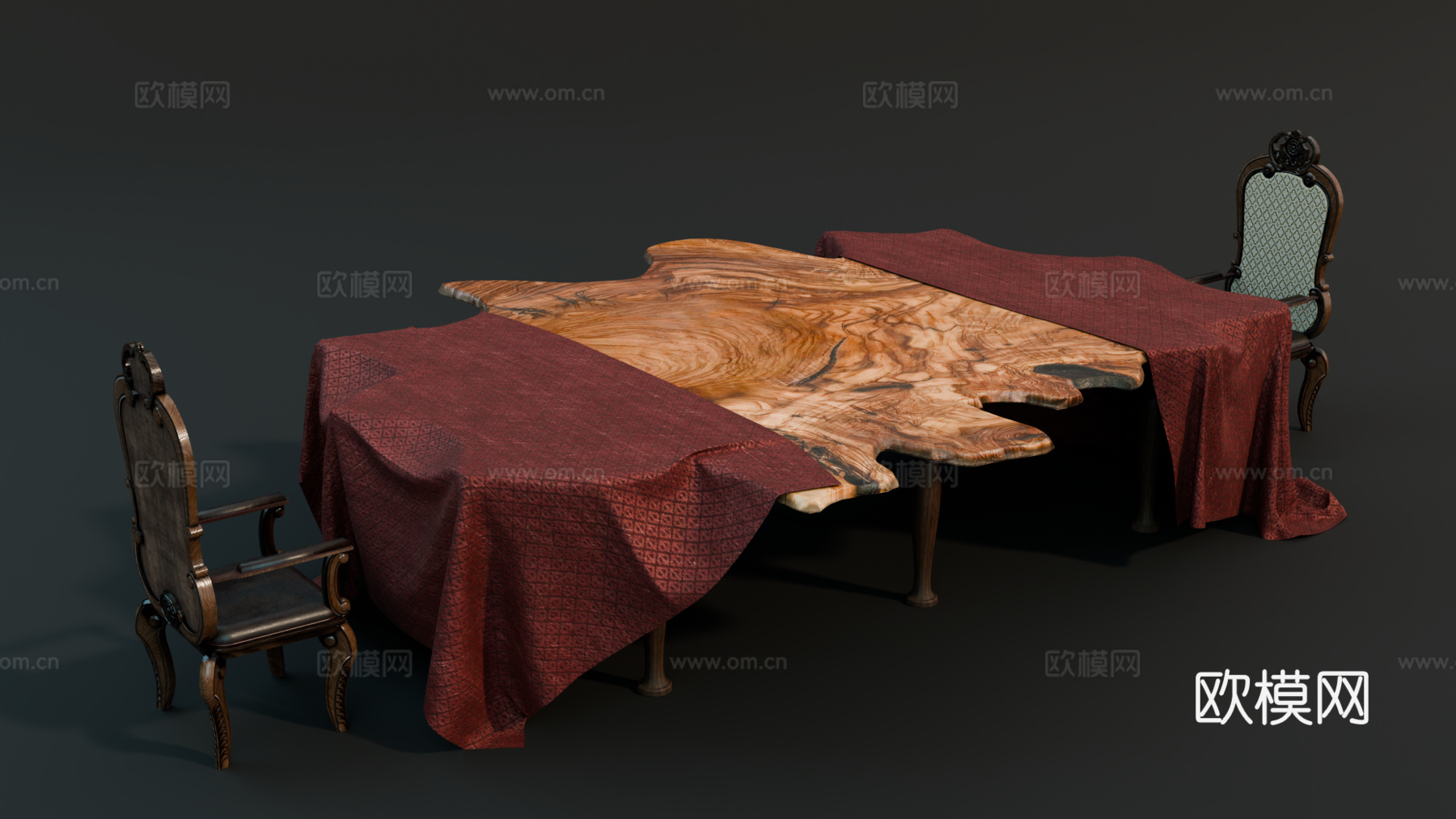 中世纪餐桌 异形餐桌 欧式餐桌 复古餐桌su模型