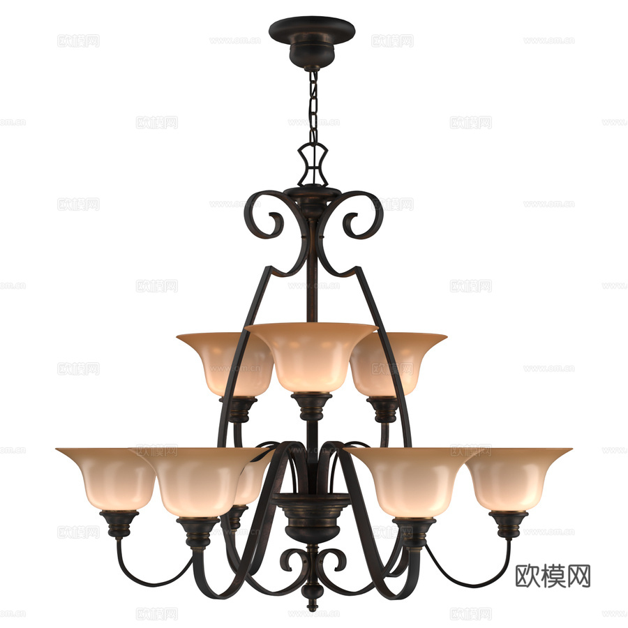 欣克利水晶吊灯 HK-CELLO93d模型下载