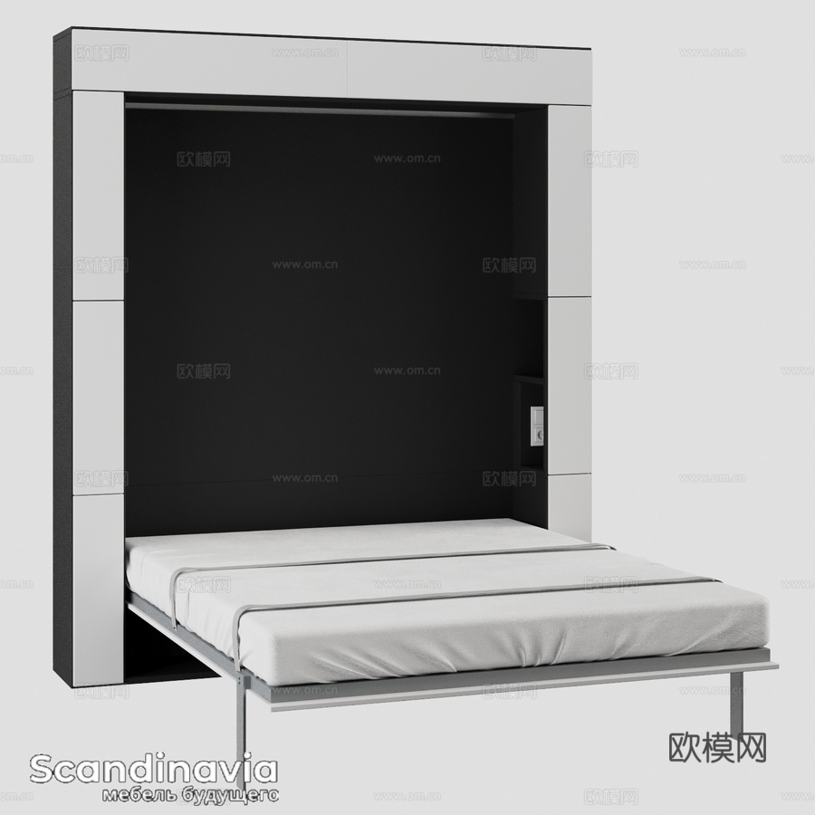 斯堪的纳维亚衣柜床3d模型下载