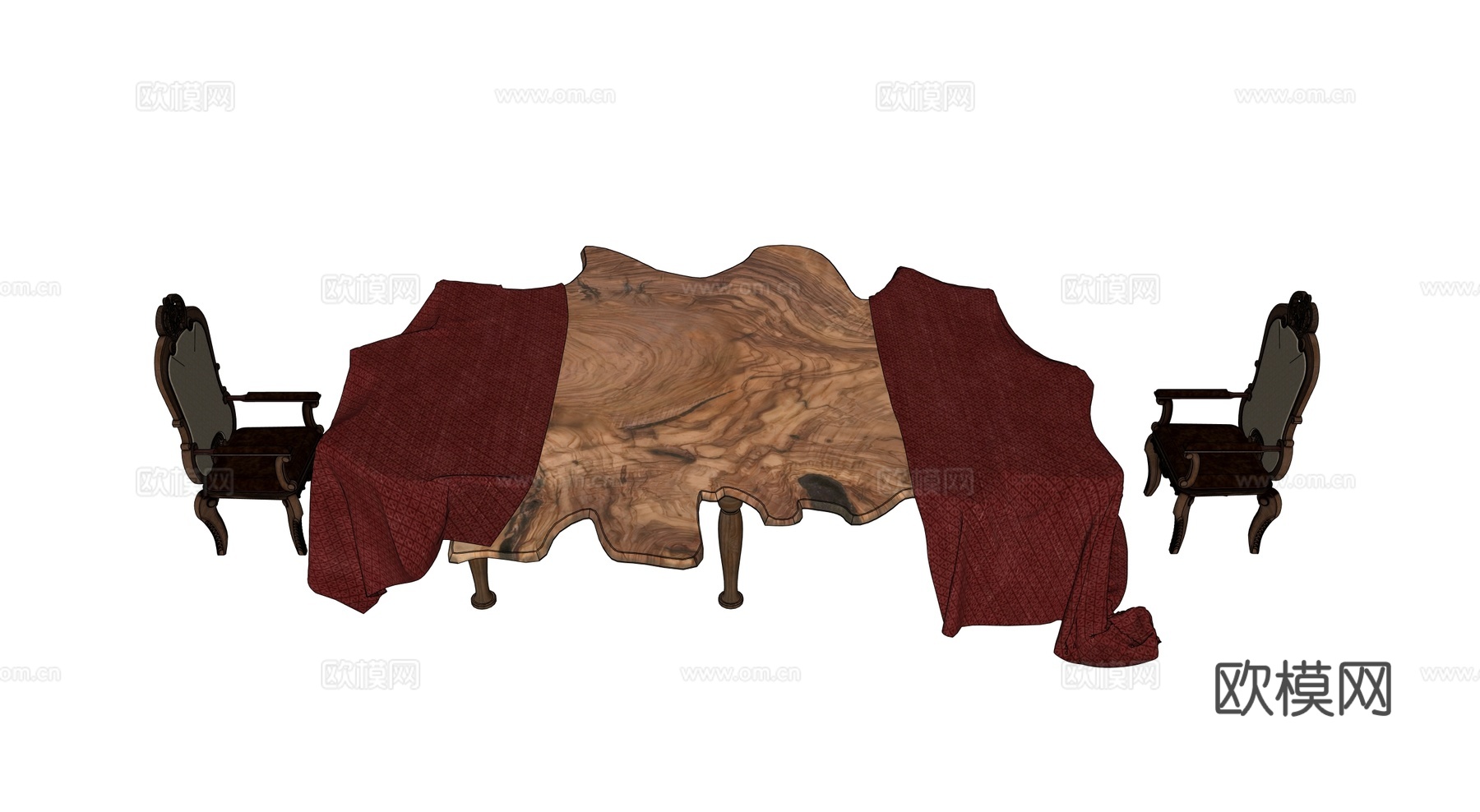 中世纪餐桌 异形餐桌 欧式餐桌 复古餐桌su模型
