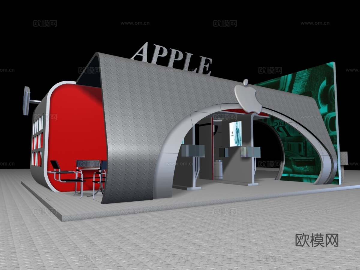 60平手机电脑展览展台 最新施工图 3d模型 效果图合集cad施工图下载（渲染图3）