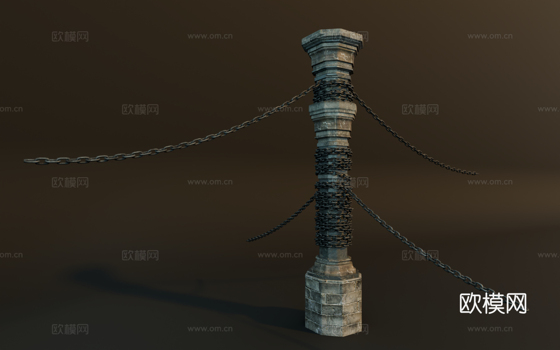 石柱 锁链石柱 欧式石柱 西方石柱 中世纪石柱su模型