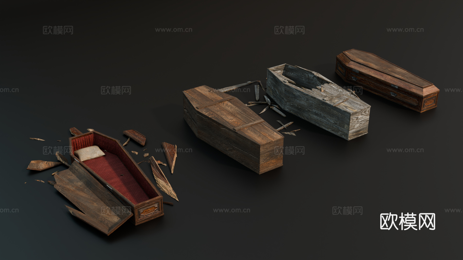 中世纪木棺 欧式木棺 复古木棺su模型