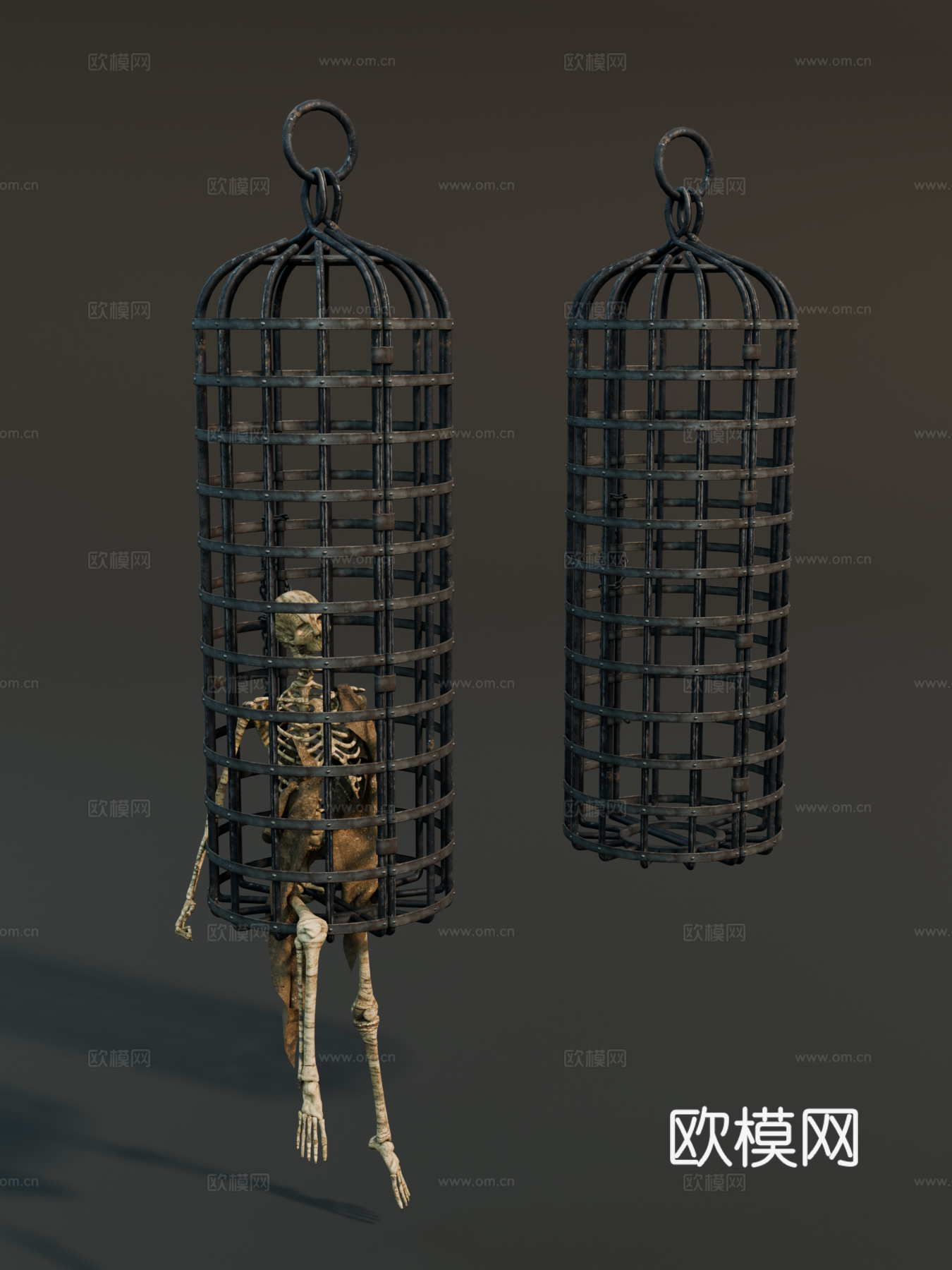 铁笼 中世纪囚笼 悬挂囚笼 铁笼 欧式铁笼su模型