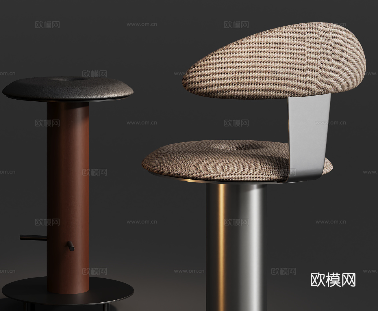 中古原木吧凳吧椅su模型