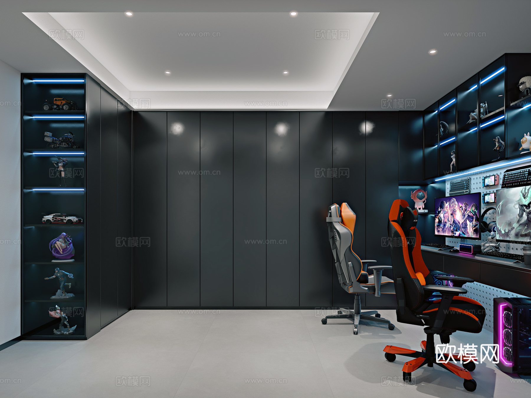 现代风格电竞房3d模型下载