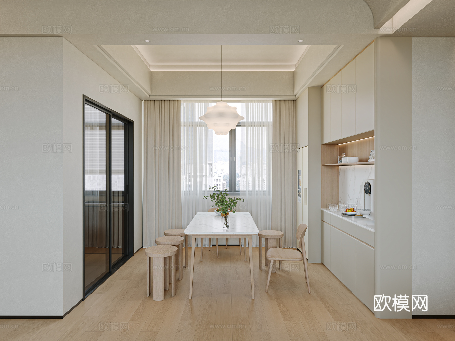 自制家具原木奶油风3D模型3d模型下载（渲染图3）