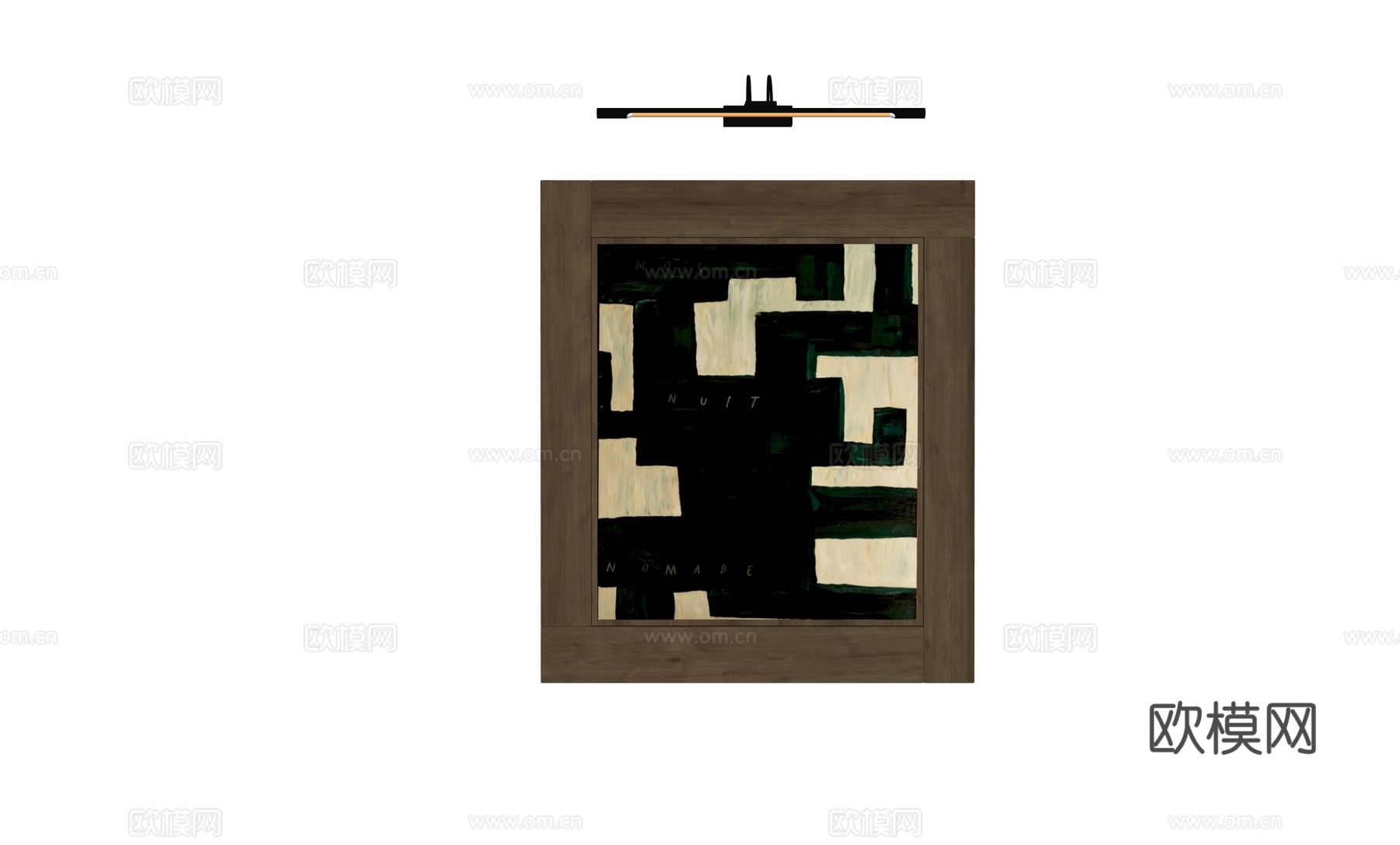 中古原木挂画su模型