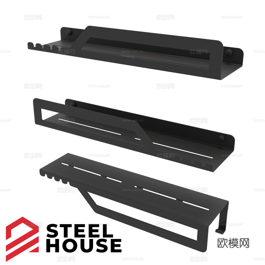 OM 现代钢制房屋蝙蝠主题层架套装3d模型下载