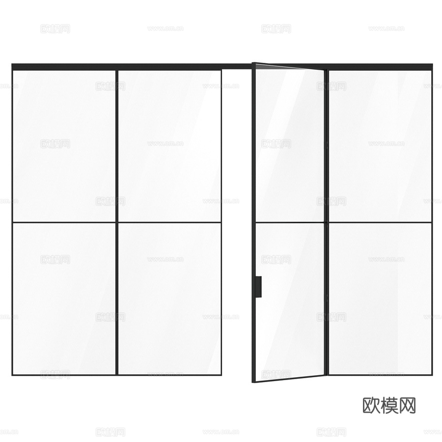 OM室内隔断隐形之门 带旋转门款3d模型下载