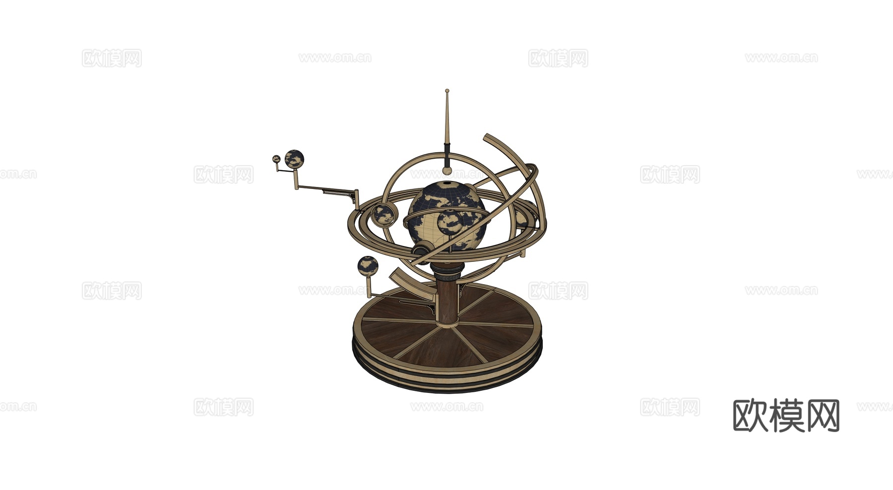 中世纪星轨 复古经纬仪 地球仪su模型