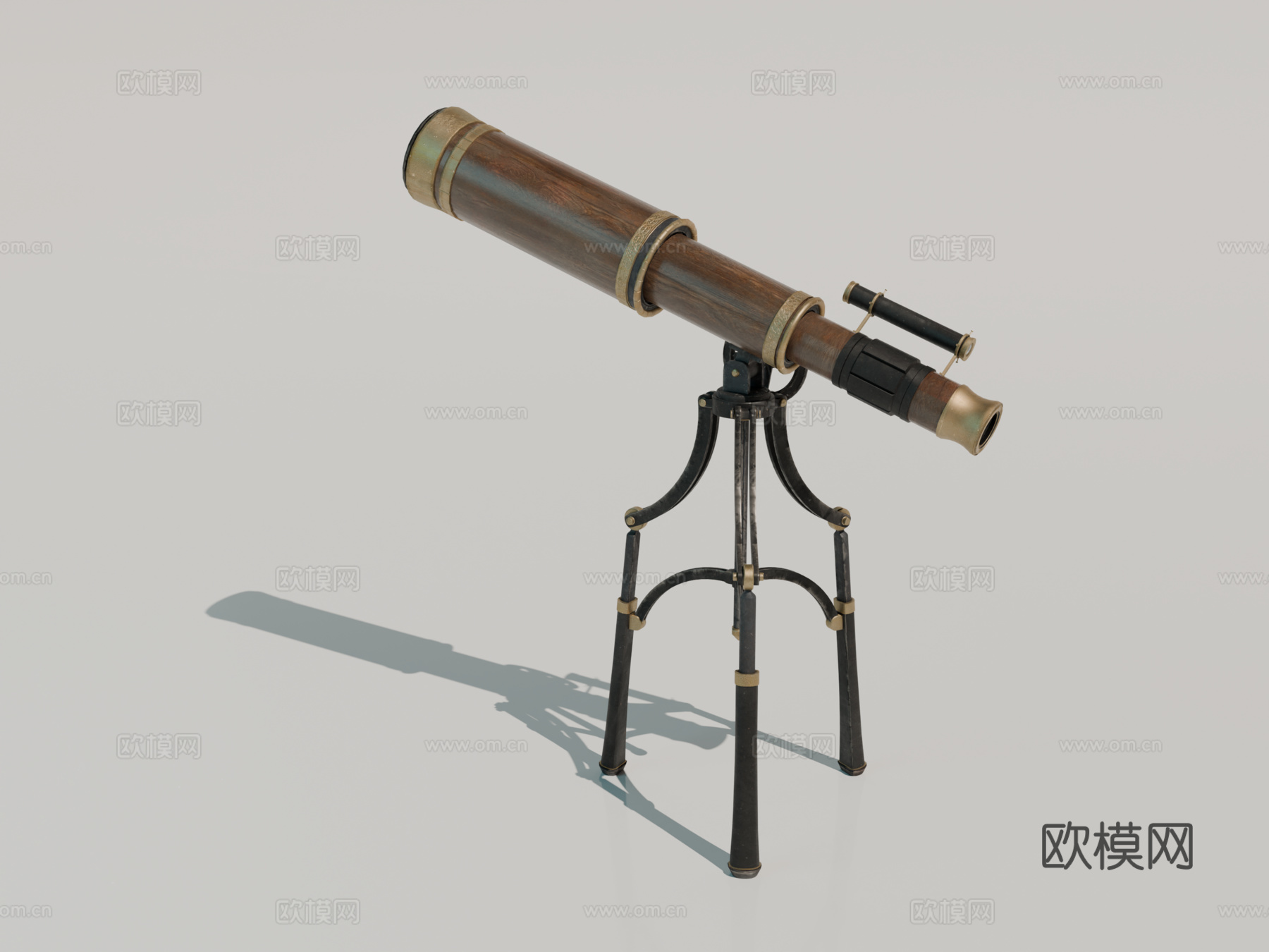 中世纪望远镜 复古望远镜 欧式天文望远镜su模型