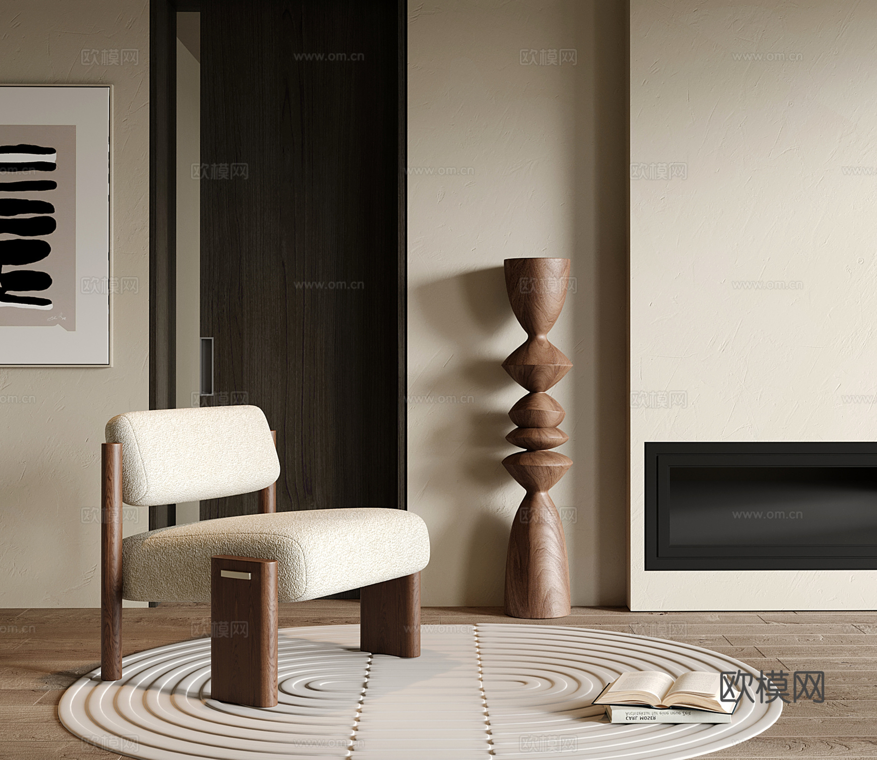 中古休闲椅 单人沙发 沙发椅su模型