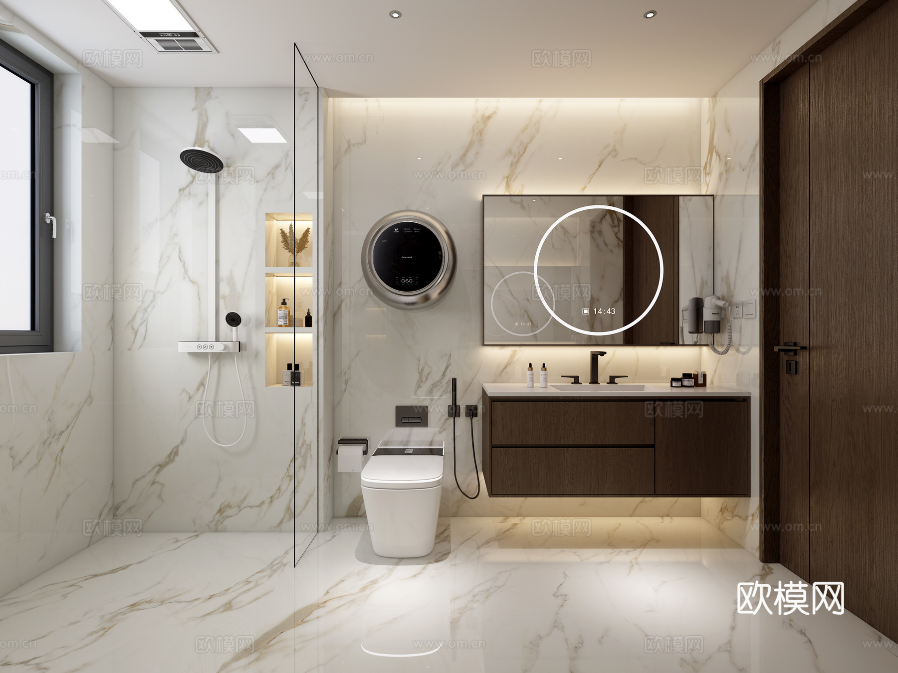 现代卫生间 浴室柜 壁挂洗衣机3d模型
