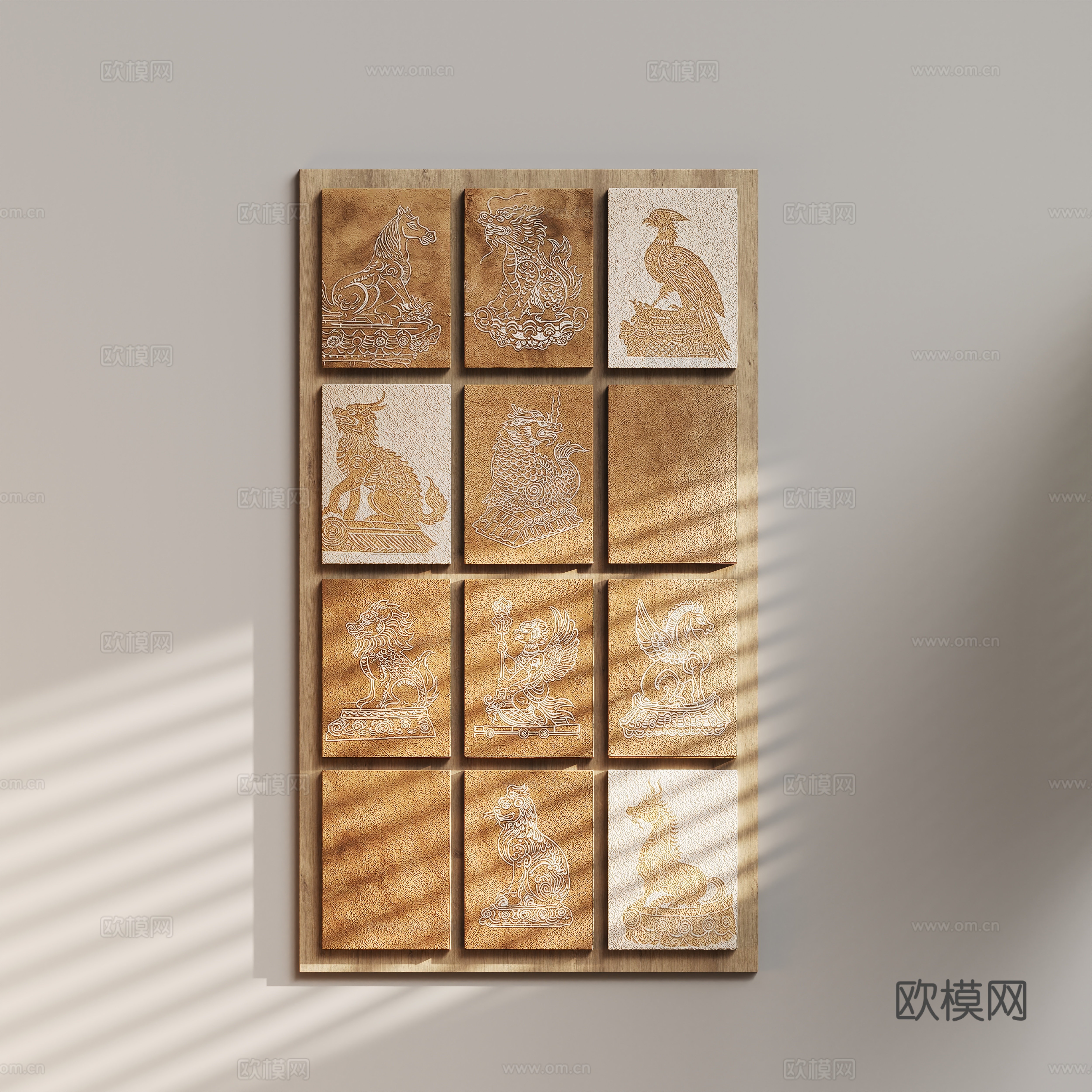 现代艺术组合挂画su模型