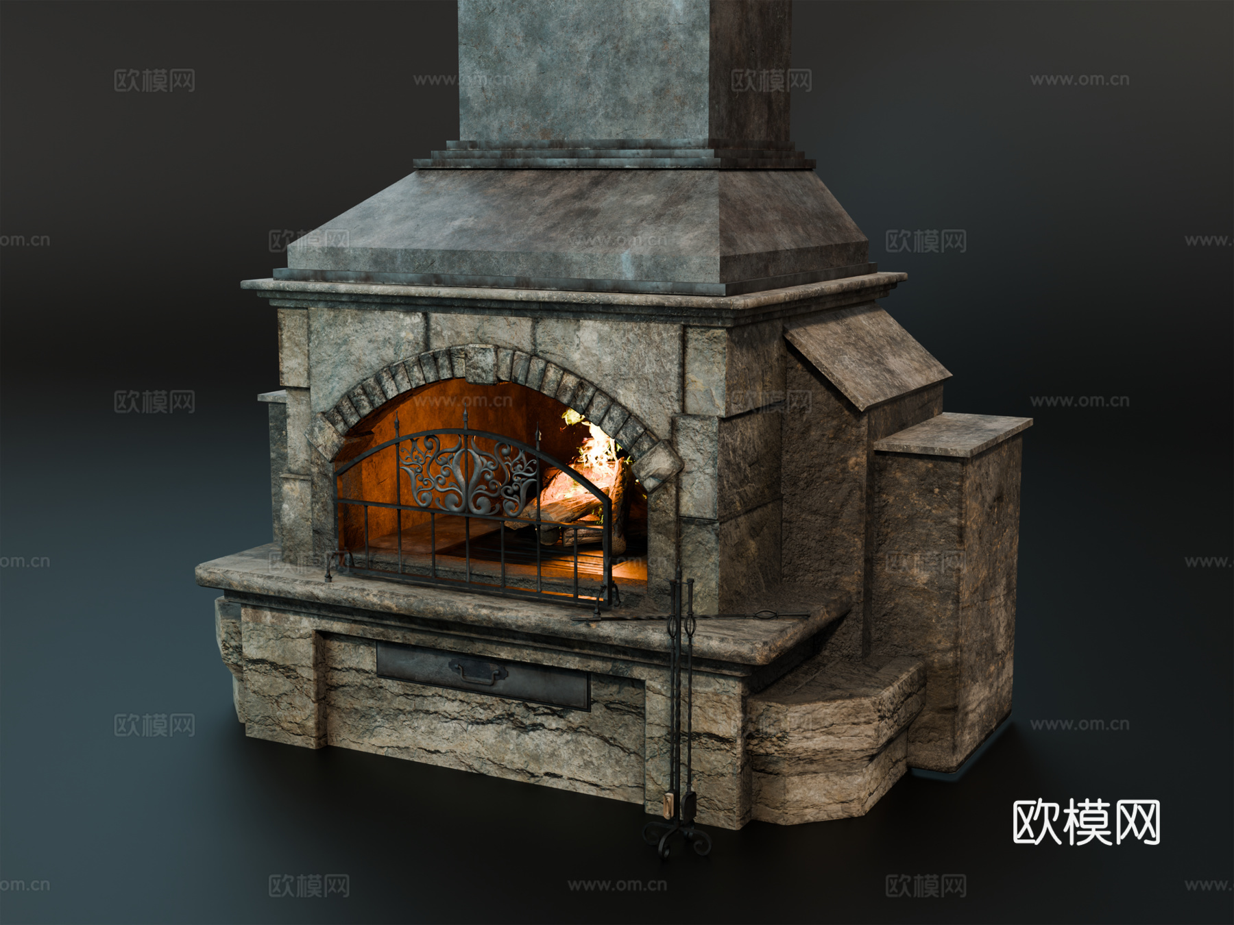 中世纪壁炉 复古壁炉 石头壁炉 欧式壁炉su模型