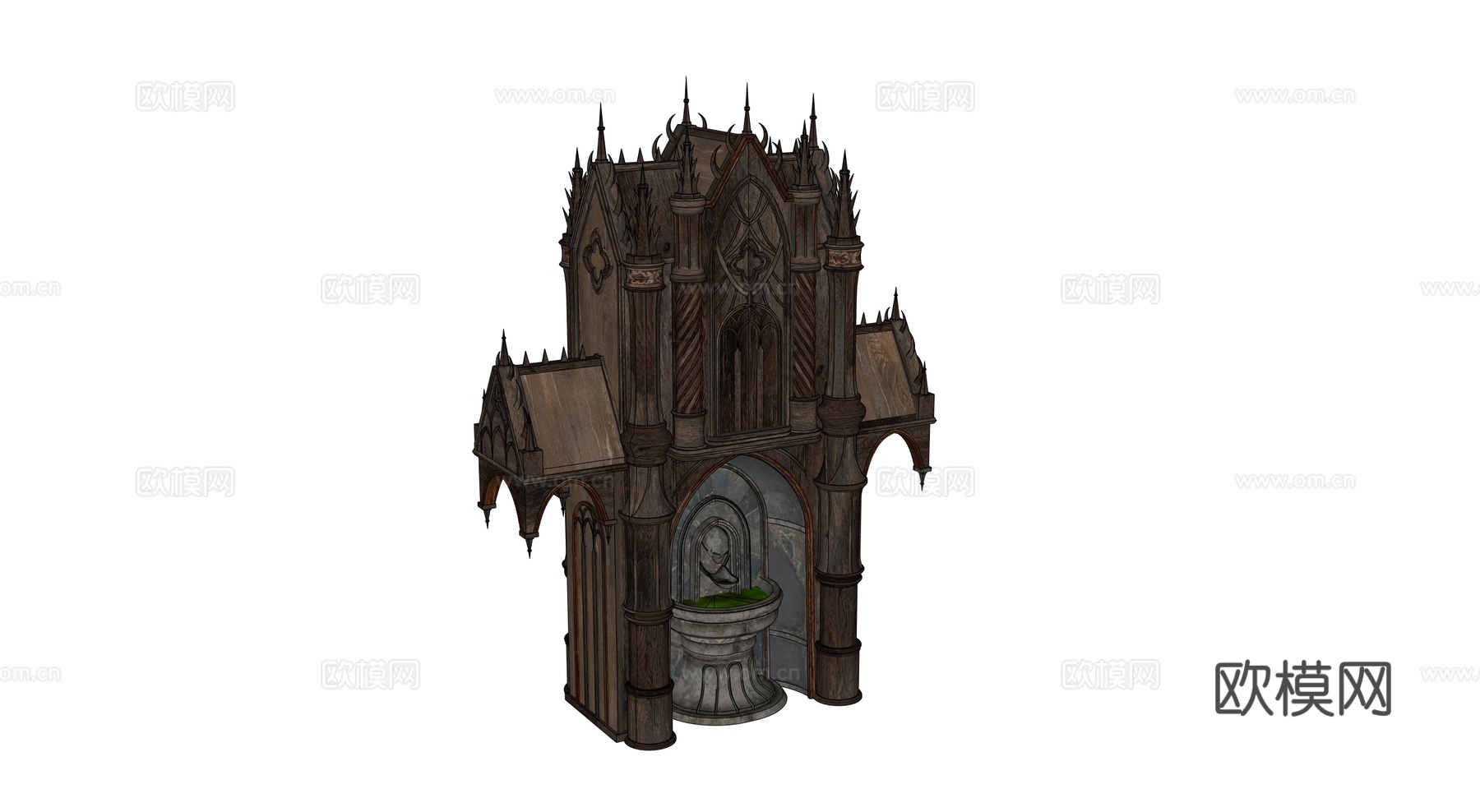 中世纪房屋 哥特式建筑 祭台 西方祭台su模型