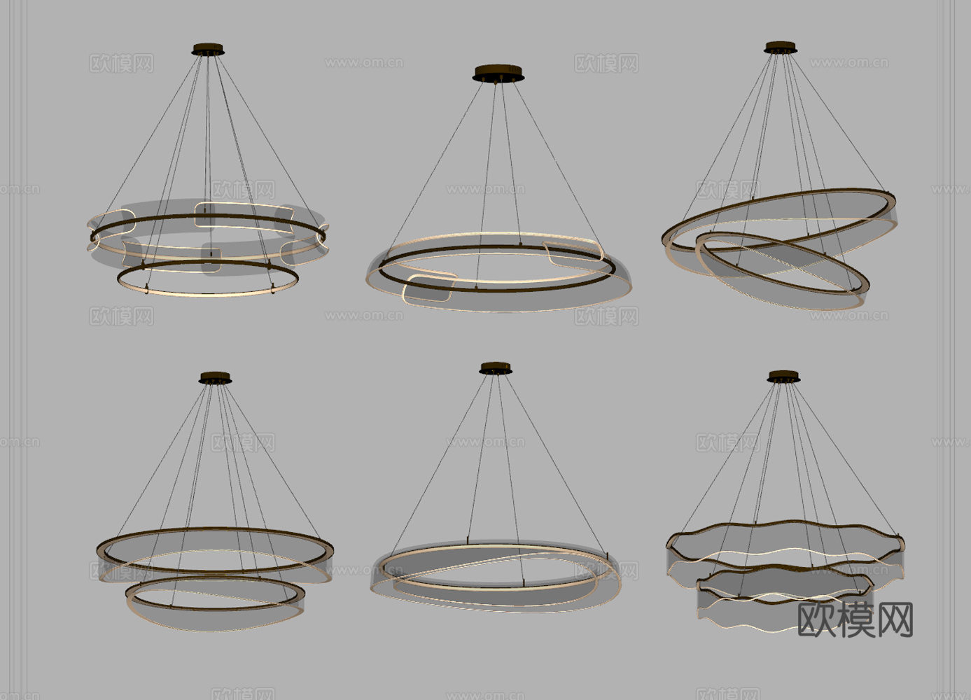 现代轻奢吊灯 玻璃吊灯 意式吊灯 双层吊灯 环形吊灯 线性su模型