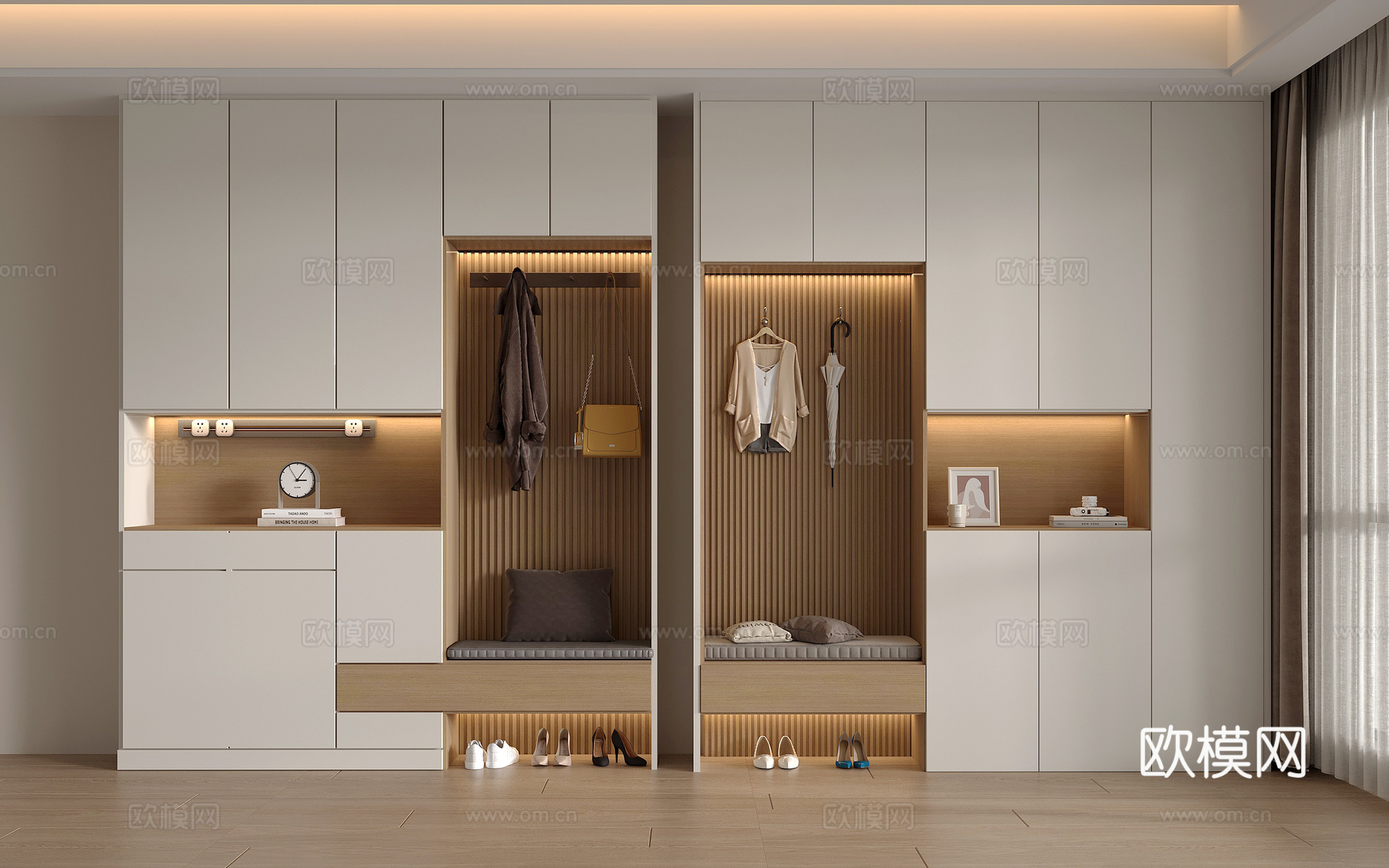 现代鞋柜 入户鞋柜 玄关鞋柜 装饰柜 隔断鞋柜 饰品摆件su模型