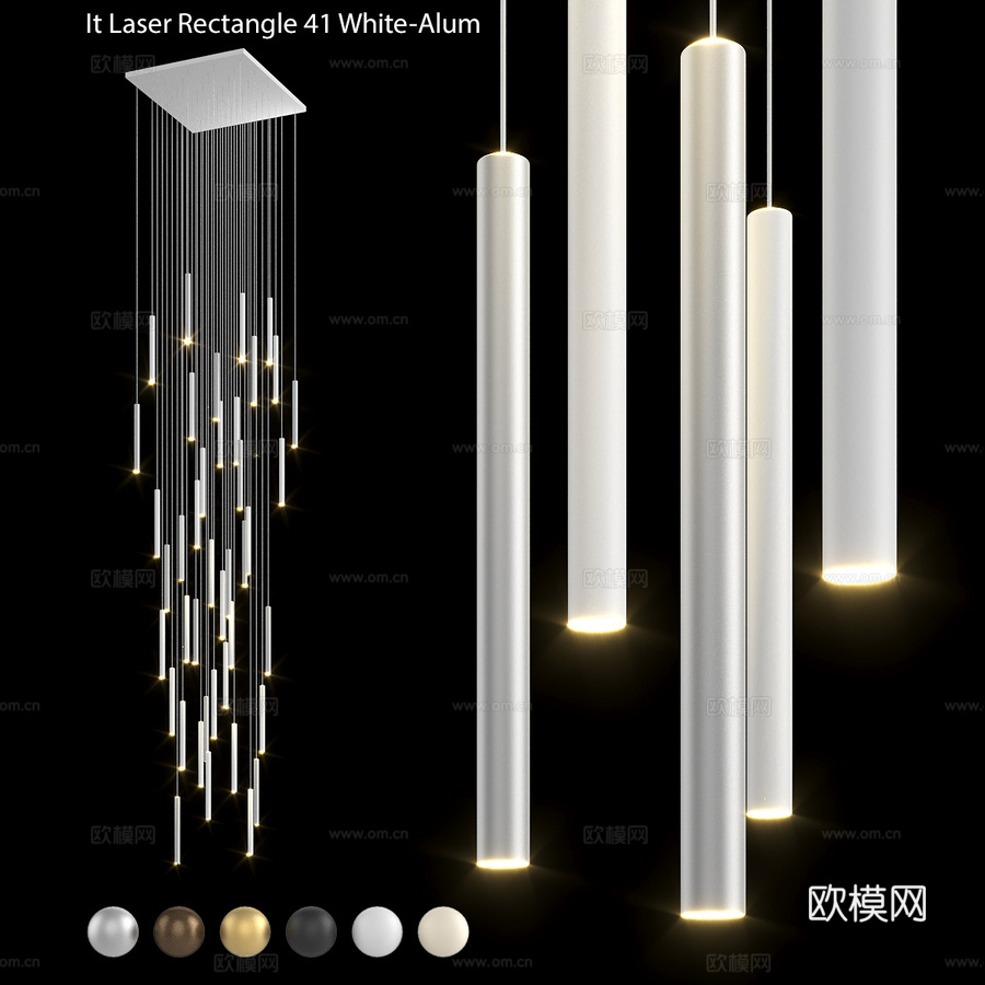 吊灯 IT-Laser-矩形-41-白银色3d模型下载