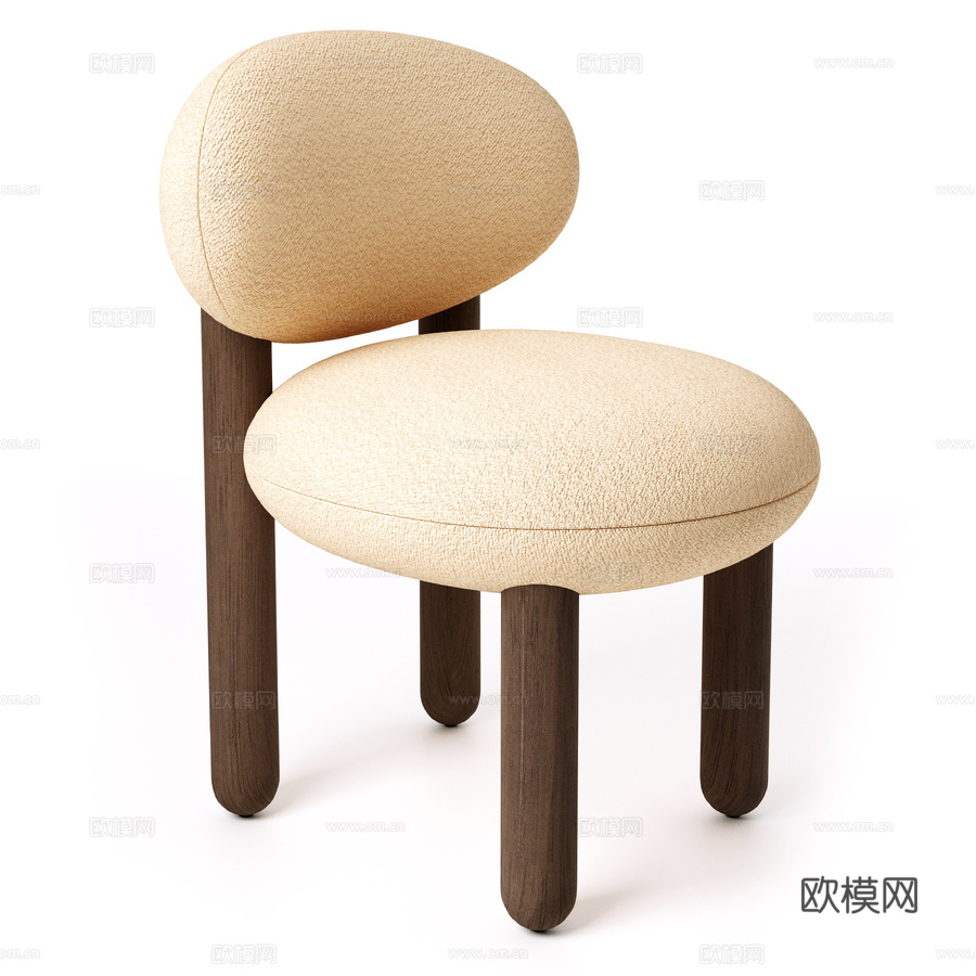 (OM) Noom绒面餐椅套装CS23d模型下载