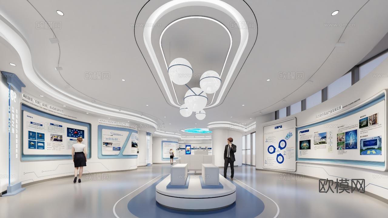 现代企业展厅su模型
