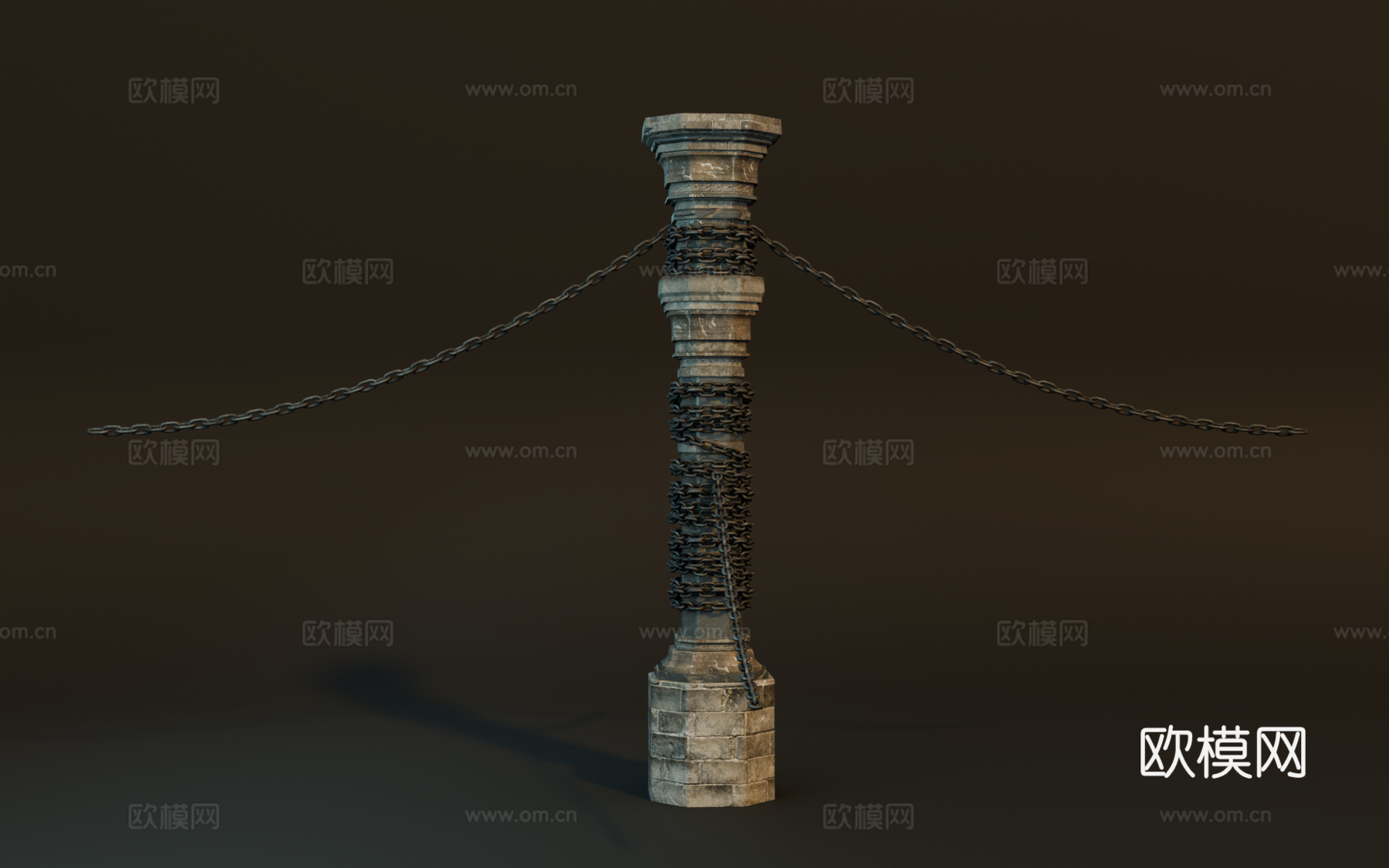 石柱 锁链石柱 欧式石柱 西方石柱 中世纪石柱su模型