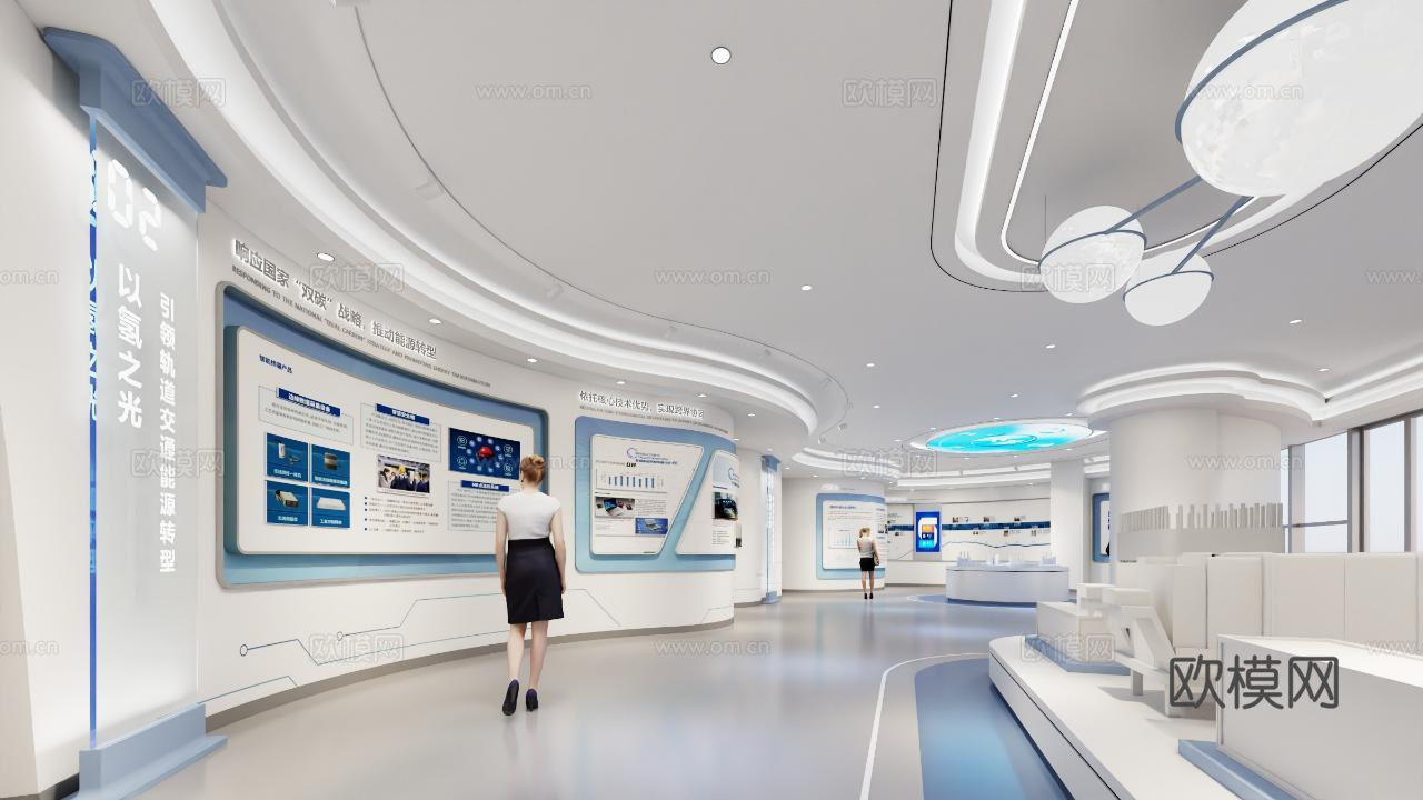 现代企业展厅su模型