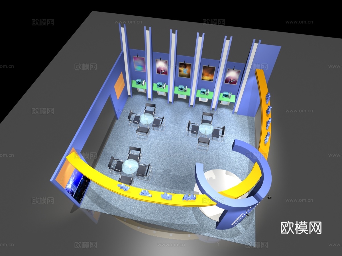 80平手机电脑展览展台 最新施工图 3d模型 效果图合集cad施工图下载（渲染图6）