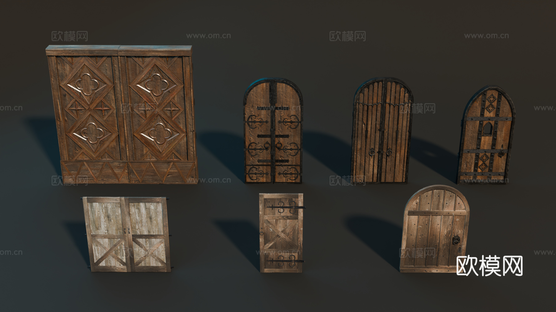 中世纪木门 欧式木门 复古木门 拱形木门su模型