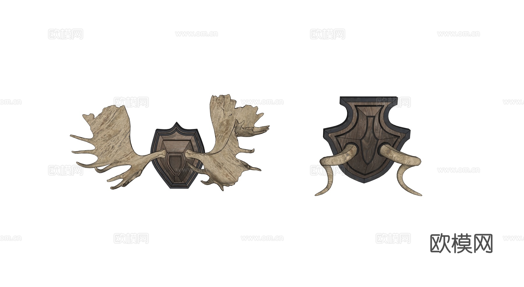 墙饰 动物角 挂件 中世纪墙饰 欧式挂件su模型