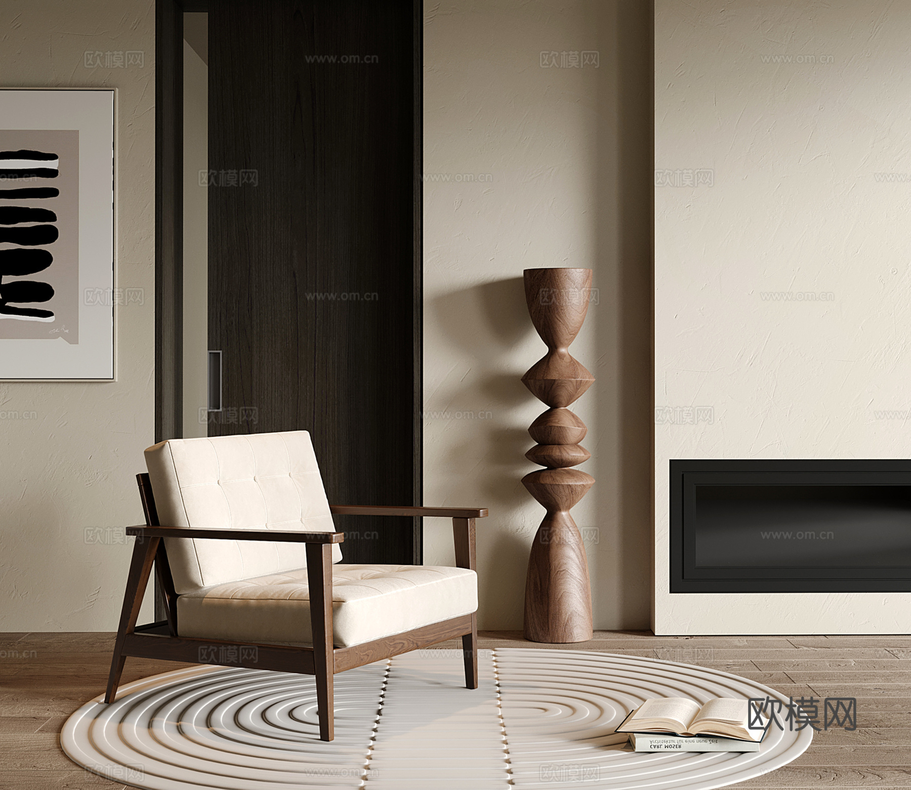 中古休闲椅 单人沙发 休闲沙发椅su模型