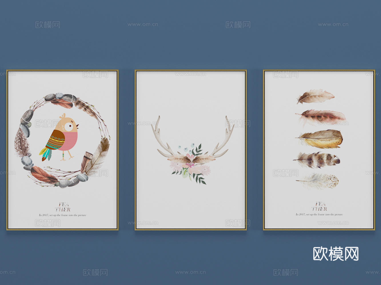 现代壁画 装饰画 挂画3d模型下载（渲染图2）