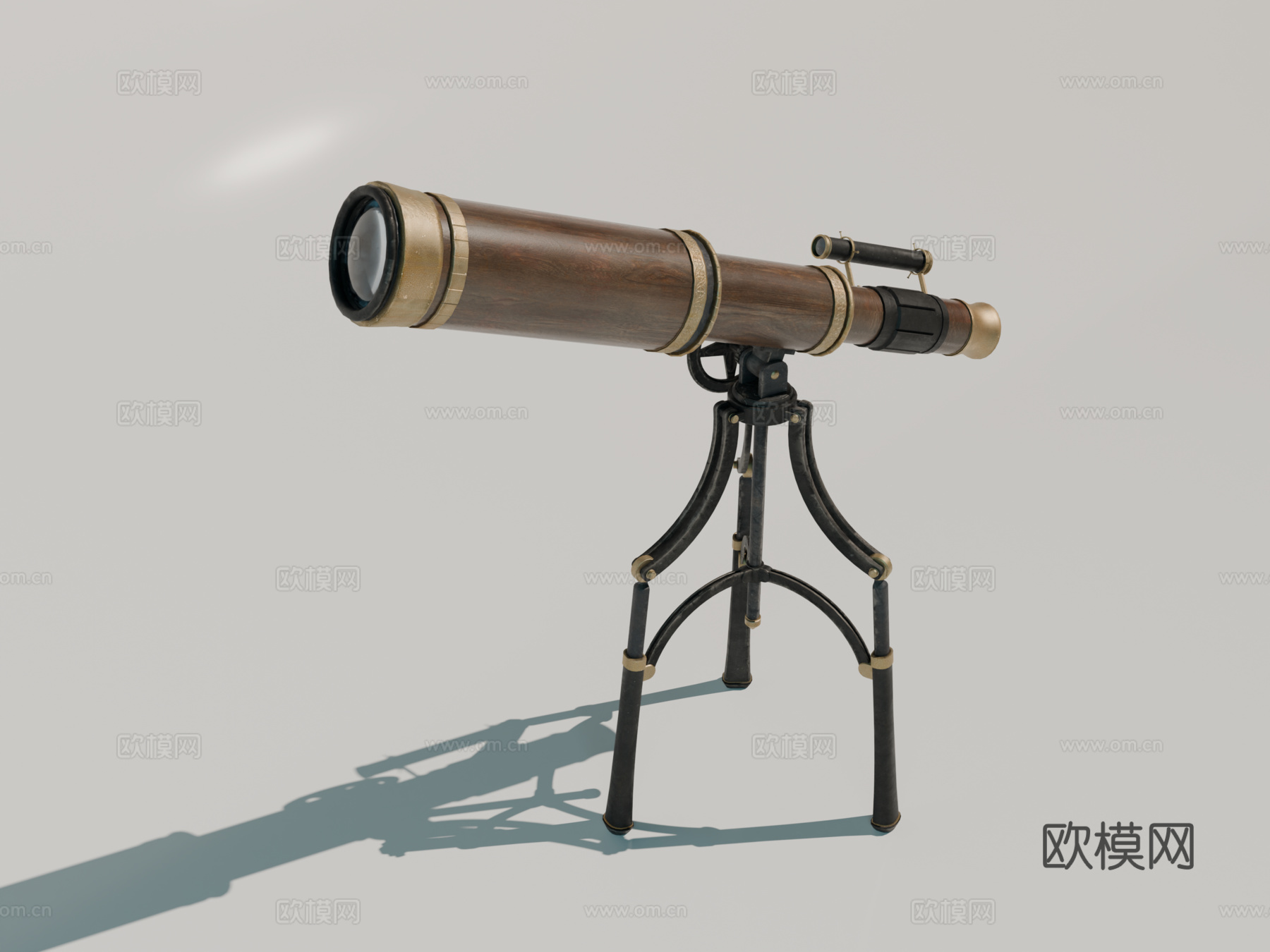 中世纪望远镜 复古望远镜 欧式天文望远镜su模型