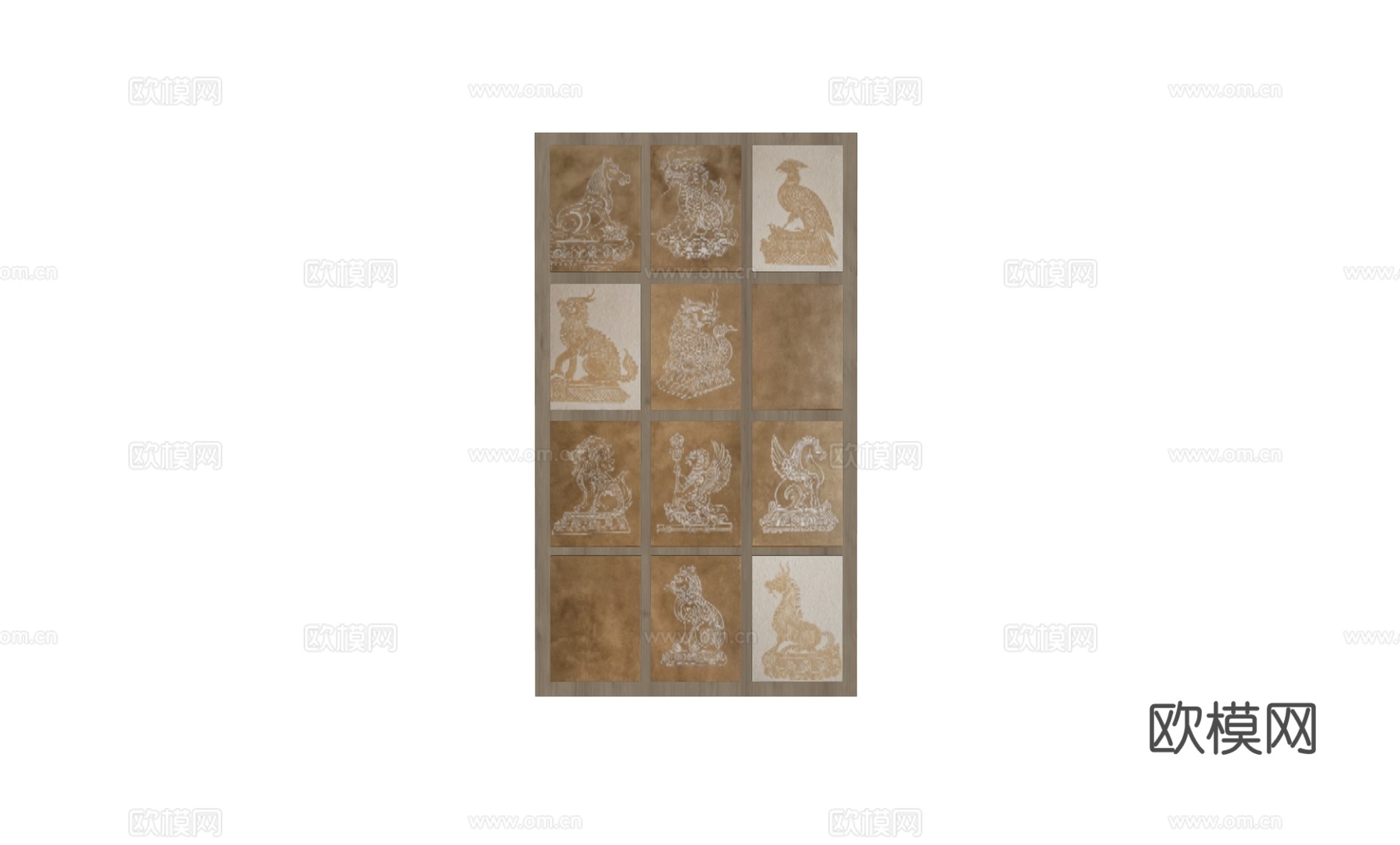 现代艺术组合挂画su模型