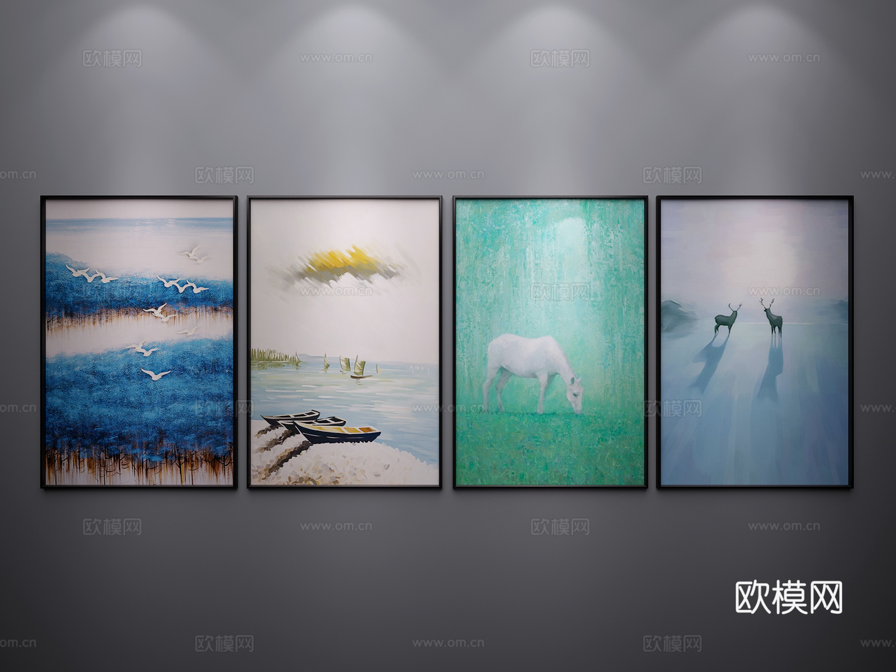 现代挂画3d模型下载（渲染图1）