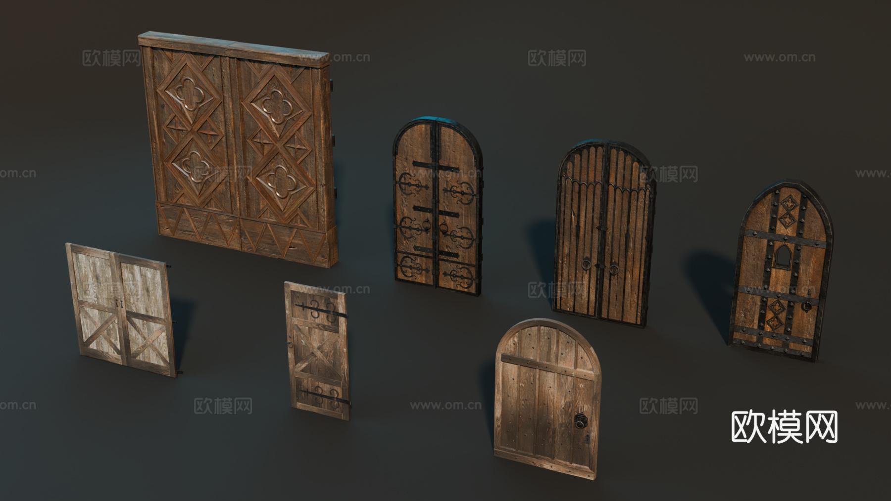 中世纪木门 欧式木门 复古木门 拱形木门su模型