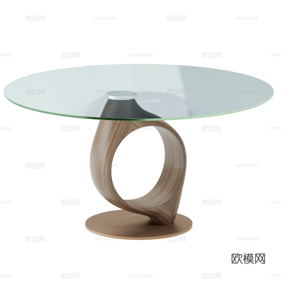 绿洲玻璃，圆形玻璃餐桌3d模型下载